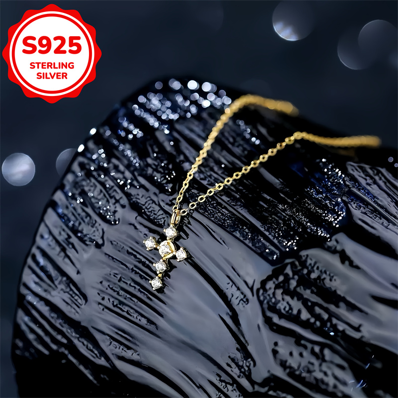 Women's Minimalist S925 Sterling Silver Cross Pendant Necklace